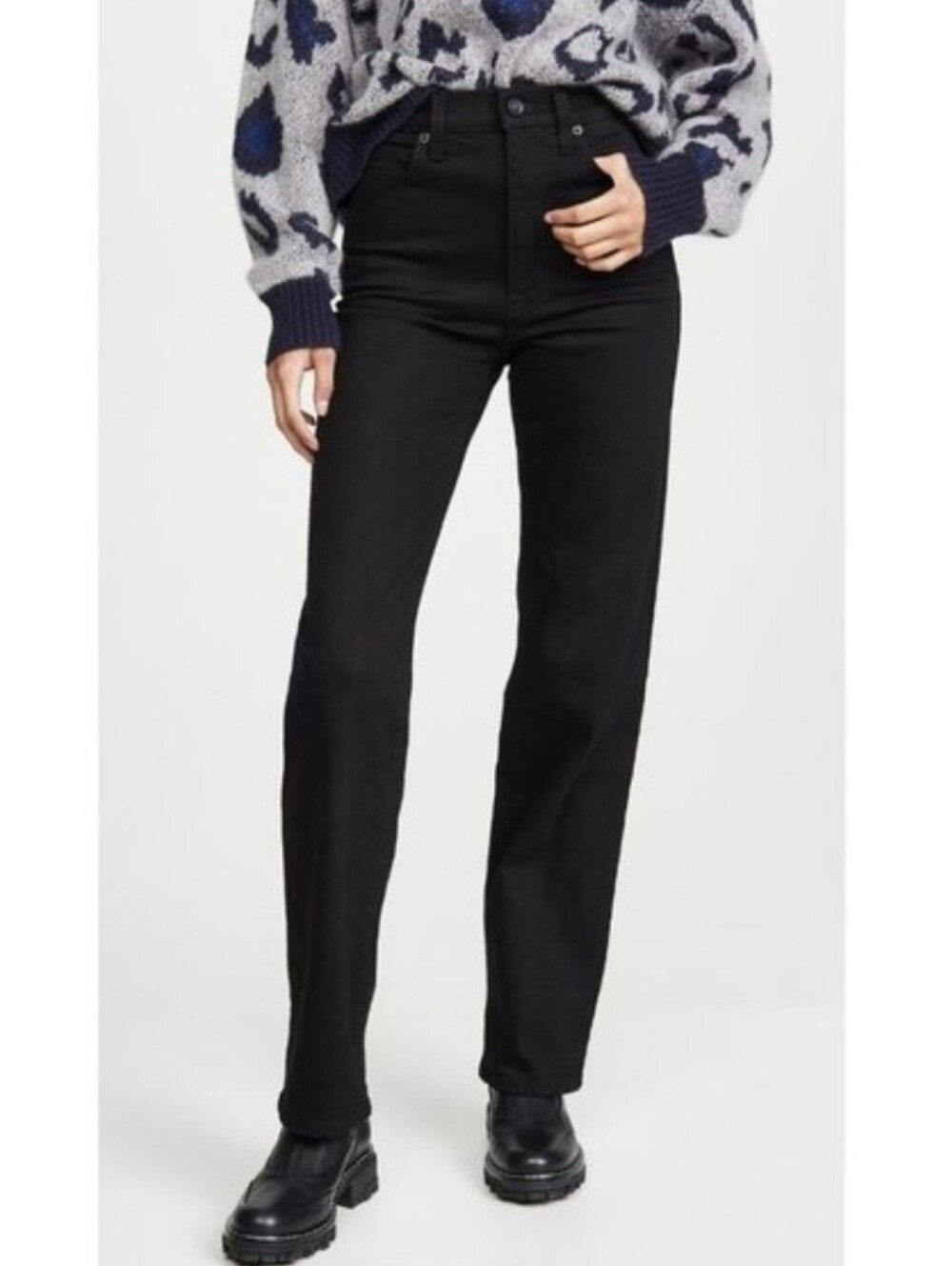 SLVRLAKE London High Rise Straight Leg Jeans In Jet Black